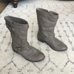 Express Grey Faux Leather Boots